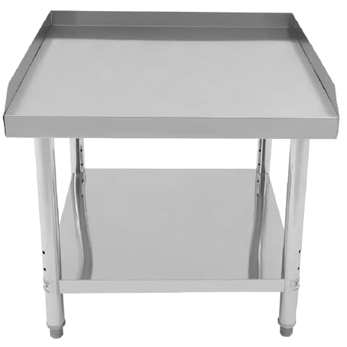 Stainless Steel Work Table with Backsplash and Sidesplashes 30x30 Metal Commercial Kitchen Table with Undershelf and Adjustable Feet for Restaurant Heavy Duty Kitchen Prep Table for Garage