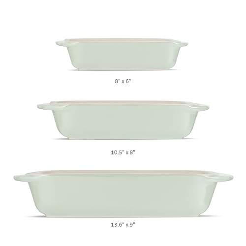Tramontina Mae 3-Piece Ceramic Porcelain Baking Pans Set, Non Stick Casserole Dishes for Oven, Rectangular Bakeware for Lasagna, Cakes and Loafs (Mint) by Tramontina - Image 3