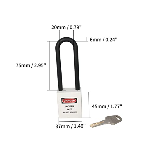 Image of Lockout Tagout Locks Safety Padlock Loto Locks Keyed Alike PA Lock Out Tag Out Steel Shackle Small Luggage Padlocks White 2PCS