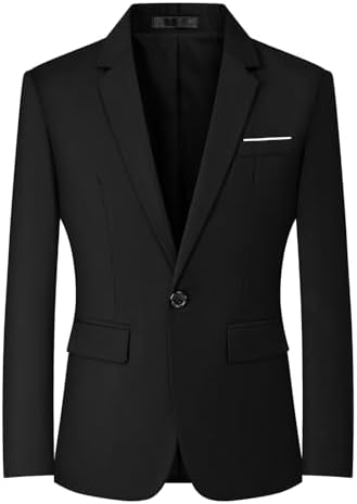 Mens Blazers Slim Fit Business Casual Men Suit Sport Coat One Button Travel Blazer Lightweight Suit Jacket