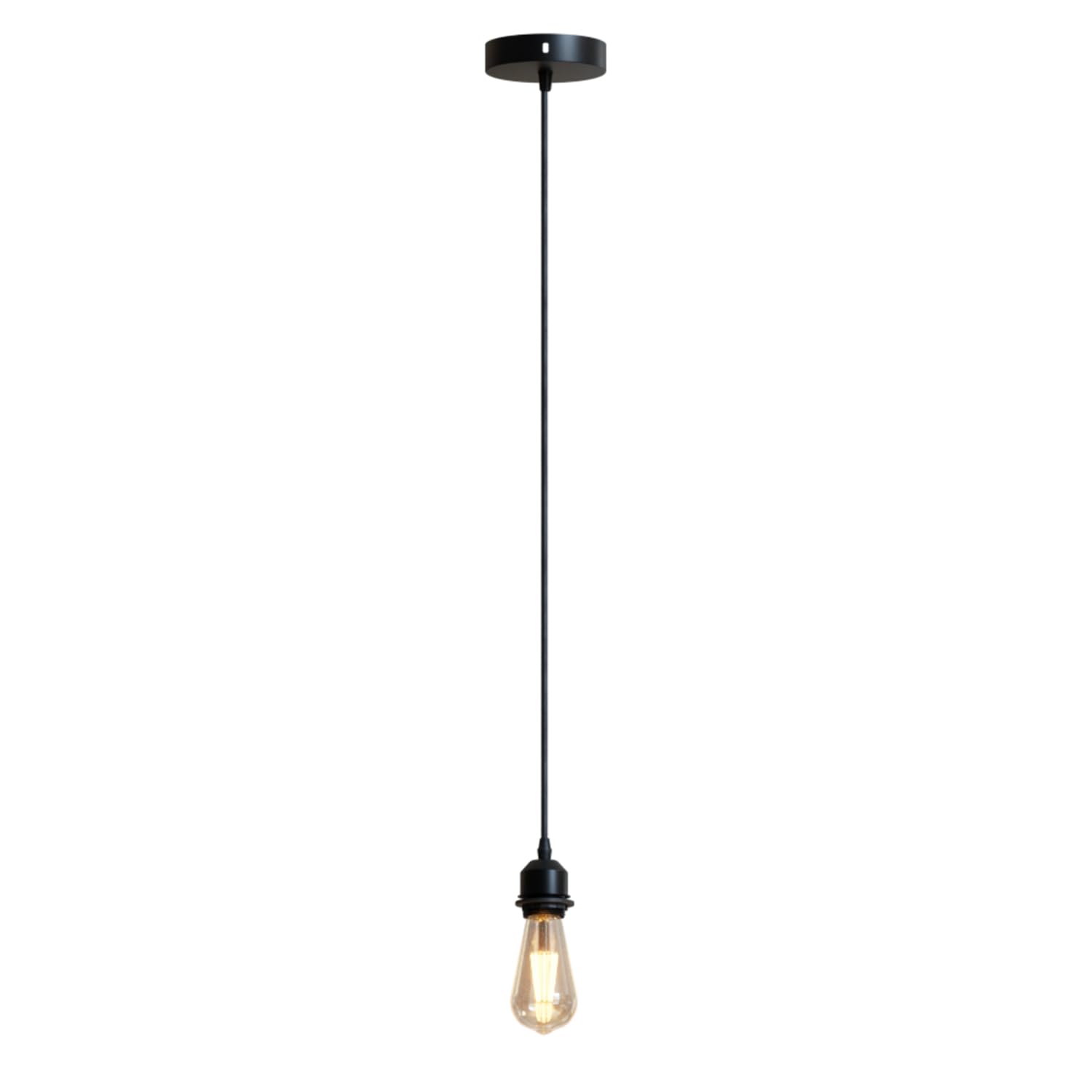 LEDSone Black Pendant Light Metal E27 Lamp Holder with 95cm Adjustable Cable Hanging Ceiling Lights for Living Room, Bedroom, Kitchen