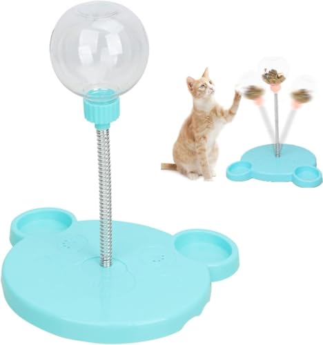 猫 餌漏れ ボール 一人遊び 給餌おもちゃ 早食い防止 キャットサークルトラックおもちゃ 漏れやすいフードデザイン猫用 おもちゃ フードディスペンサー 吸盤式 餌入れボール 吸盤式 安定吸着 (ブルー)
