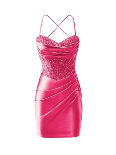 Silk Satin Homecoming Dresses for Teens Spaghetti Straps Cocktail Party Dress