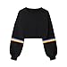 Produktbild Damen Tops,Geili Damen Langarm O Neck Rainbow Striped Patchwork Kurzes Sweatshirt Damen Schwarz Pullover Crop Top Lässige Kapuzenbluse