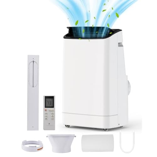 14,000 BTUs Portable Air Conditioner for Room Up to 350 Sq.Ft, 3 in-1 Quiet Cooling AC Unit with Remote Control, Fan & Dehumidifier, Remote Control, 2