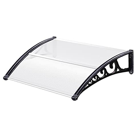 Gimisgu Vordach für Haustür 150x100 cm Transparent Polycarbonat Pultvordach Pultbogenvordach Aluminium Überdachung Haustürvordach Hauseingang für draußen Sonnenschutz Regenschutz Cover