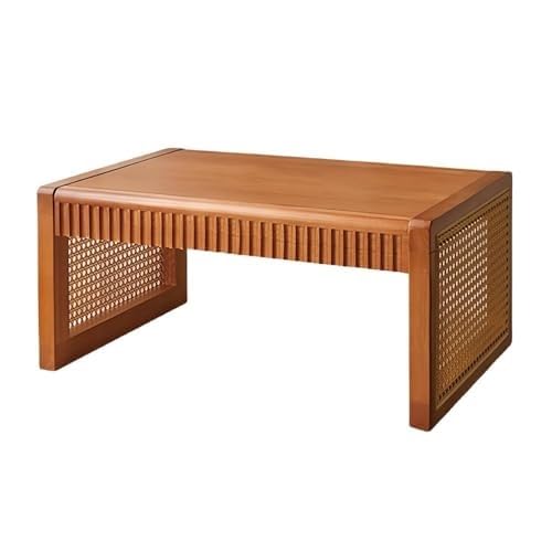 籐 ラタン 木製 コーヒーテーブル カフェ 机 スクエア レトロ ビンテージ Amazon｜木製ローフロアコーヒーテーブル、籐編みサイド、バルコニー