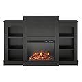 Ameriwood Home Hawke's Bay Fireplace Mantel with Bookshelves, Black Oak