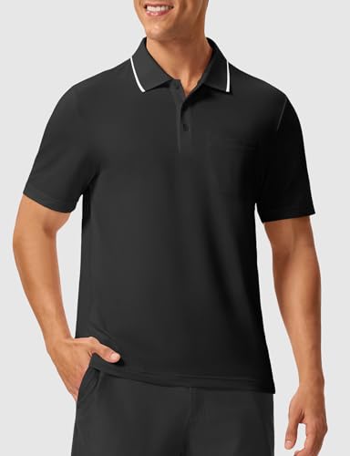 Image of Rdruko Men's Polo Shirts Short Sleeve Quick Dry Outdoor Golf Sports Shirts with Pocket