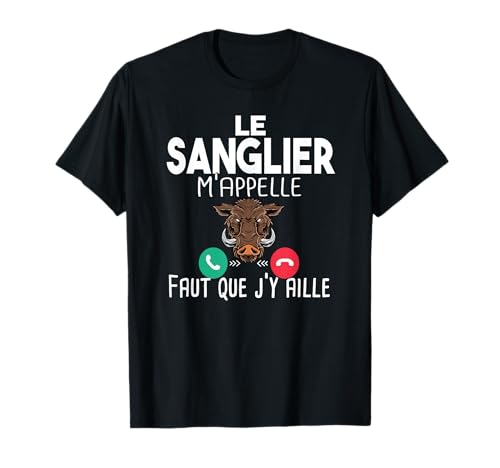 Sanglier Chasseur Chasse Homme Cadeau Humour Fusil Appel T-Shirt