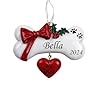 2024 personalized ornament dog bone with bow christmas tree ornament artisanal customized decoration pet dog puppy dog ornament free personalization  urban country home decor