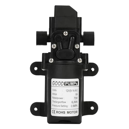 Bomba de agua de diafragma 12V y 70W con interruptor automático de flujo 6
