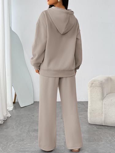 Trendy Queen Womens 2 Piece Outfits Fall Fashion Sweatsuits Oversized Hoodies Wide Leg Sweatpants Lounge Matching Track Sets4