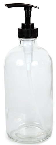 Vivaplex, 2, Large, 16 oz, Empty, Clear Glass Bottles with Black Lotion Pumps