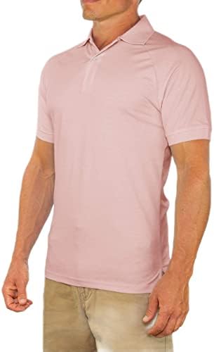 CC Perfect Slim Fit Polo Shirts for Men + Stretch | Breathable Sweat Wicking Short Sleeve Fitted Collared Mens Polo T Shirt Pink