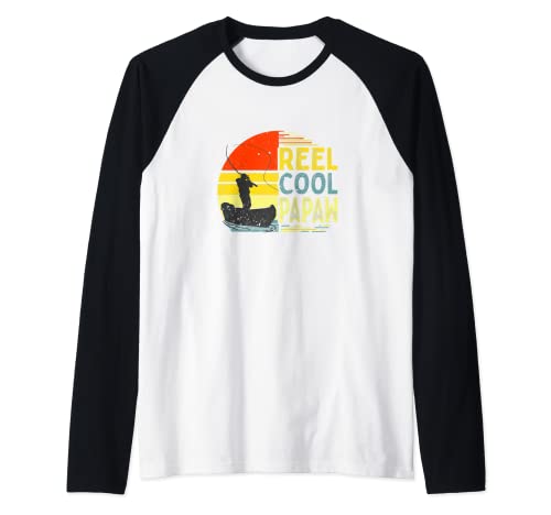 Reel Cool Papaw Fishing Funny Christmas Fathers Day Raglan Baseball Tee