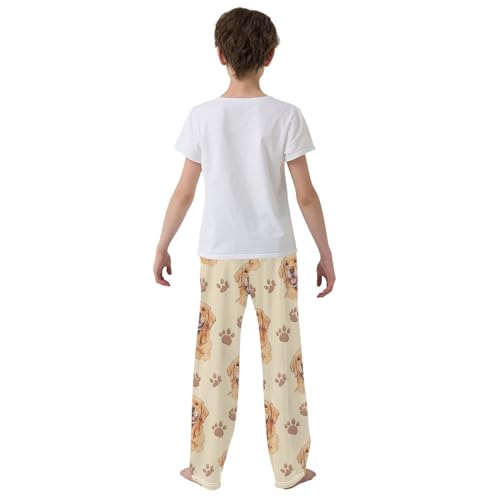 Pajama Bottoms, Golden Retriever with Brown Paw Pajamas Pant Lounge Wear Sleep Long Pants Casual Sleepwear Pjs3