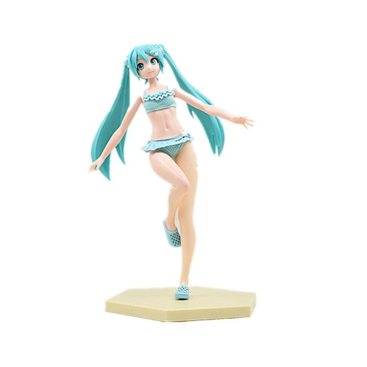 Lempefe Anime Miku Hatsune Figura Rosa Sakura Ghost Hatsune Miku Figura de acción PVC Miku para fans (traje de baño Miku Hatsune 23 cm)