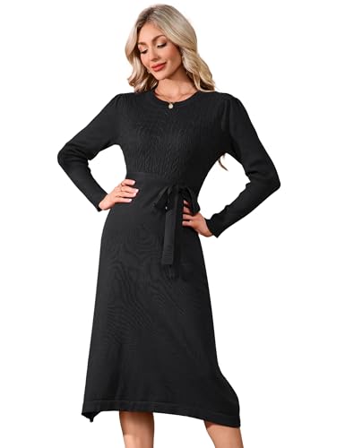 YesFashion Damen Strickkleid Winter Langarm...