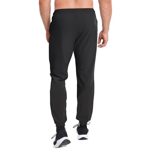BROKIG Mens Contrast Gym Joggers Pants,Casual Athletic Jogging Tracksuit Bottoms Running Sports Trousers with Zipper Pockets(S,Black) - Image 7
