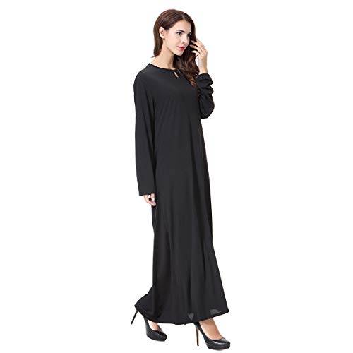 Abaya jilbab BaronHong de color sólido para mujer, un thobe árabe elegante para diario 3