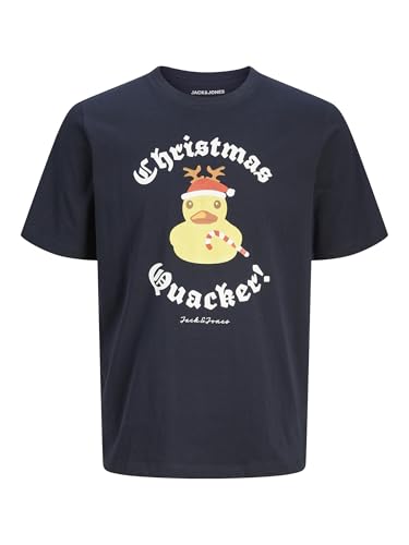 JACK&JONES Herren JJXMAS Funny Tee SS Crew Neck T-Shirt, Sky Captain, S – Ansicht 1