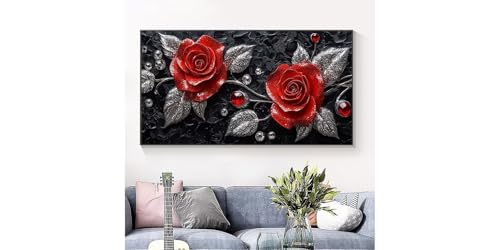 5D Diamond Painting Fleurs de Fer Roses, Broderie Diamant Complète - 3