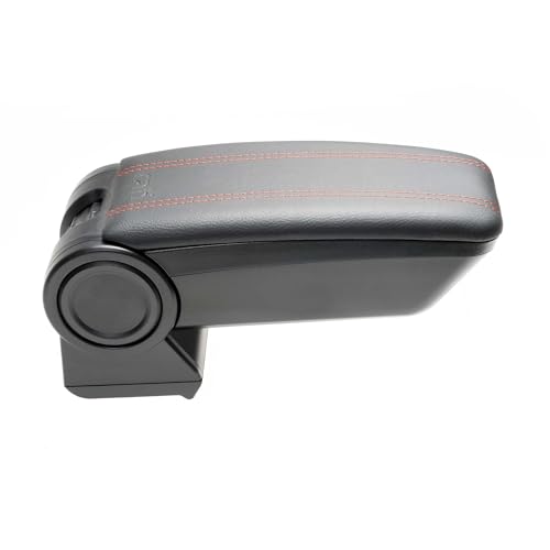  RATI ARMSTER 3 Bracciolo adatto per OPEL ASTRA 2004-2013 [nero,pelle vegan,cuciture rosse] Bracciolo centrale retrofittabile con vano portaoggetti