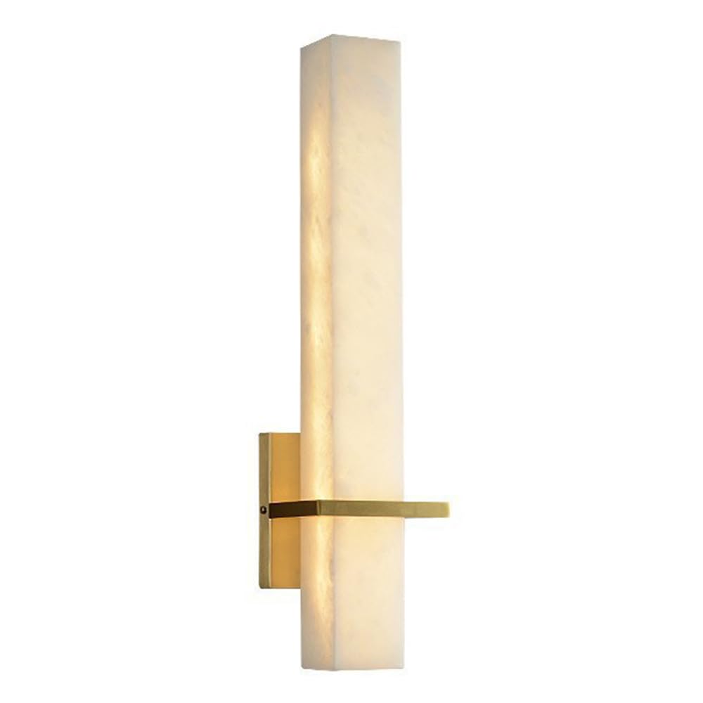 OZBMA Rectangle Decorative Wall Sconce Modern Alabaster Light Luxurious Vanity Lighting Creative Copper Lamp for Bathroom Mirror Loft Coffee Bar Living Room Workshop