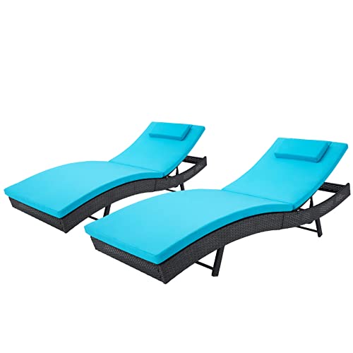 Incbruce Patio Chaise Lounge Chairs Set, Outdoor Reclining Chaise With Adjustable Backrest, Pe Rattan Steel Frame Pool Lounge Chairs Of 2 #TOP2