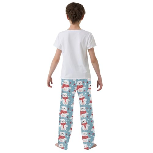 Pajama Pants Polar Bear with Hearts PJ Bottoms Sleepwear Lounge Sleep Pant with Pockets3