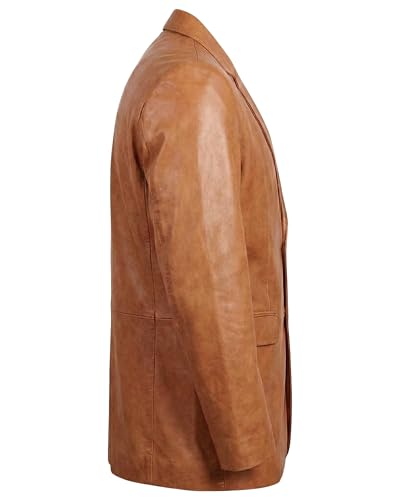 Image of Men's Leather Blazer - Lambskin Leather Blazer Men Genuine Leather Jacket Blazers - Men's Real Leather Sport Coat