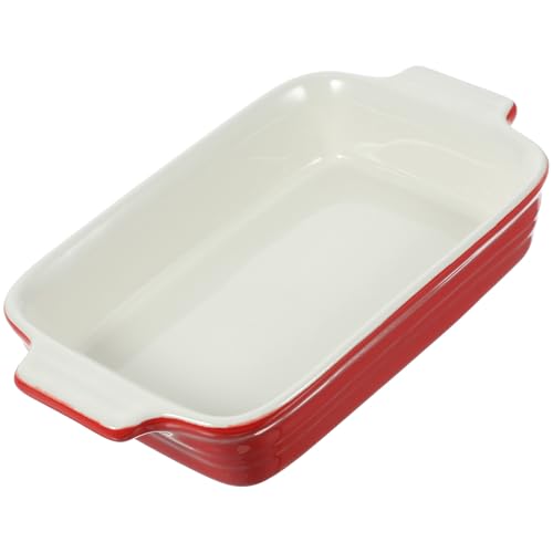 Toyvian Recipiente Cerámico para Hornear Doble Asa Bandeja Rectangular Multiusos para Arroz al Horno y Queso Apto para Microondas y Horno Fácil de Limpiar Color Color Aleatorio