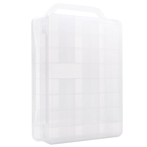 Image of 2 PCS 46 Grids Sewing Organizer, Double Sided Thread Box Storage,Small Clear Compartment Plastic Organizer Box for Embroidery Floss Sewing Threads Needles Beads Small Crafts