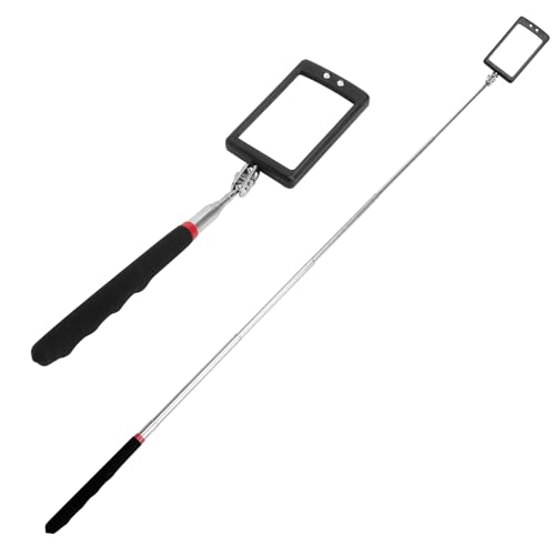 TNSLAND 2 PCS Espejo de Inspección Telescópico con LED, Espejo 360 Grados con Luz, Espejo Telescópico Extensible 80 cm con Iluminación para Inspección Bajo el Coche, Taller, Espacios Estrechos