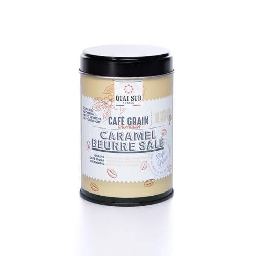QUAI SUD Cafe en Grains Aromatisé | 150g | Saveur Caramel Beurre Sale