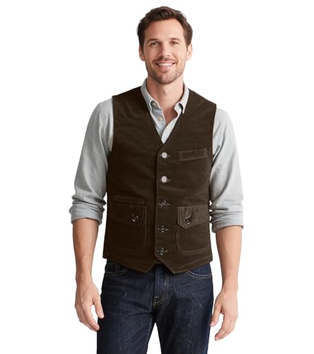 MllesReve Casual Corduroy Vest for Men V Neck Regular Fit Outdoor Vintage Waistcoat