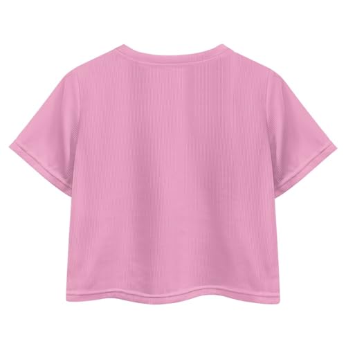 Image of Girls Fashion Crewneck Tee Shirts Casual Short Sleeve Crop Top Summer Outfits 5-14 Year
