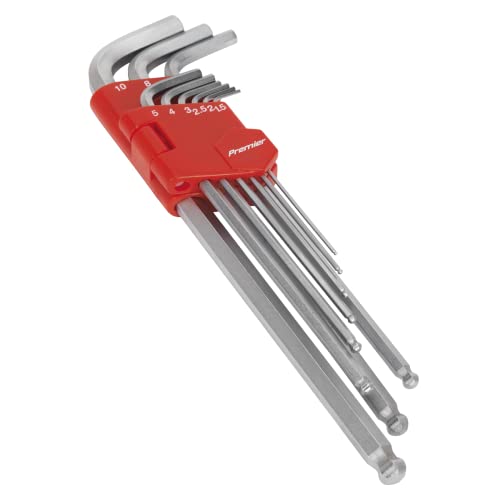 Sealey Ak7140 Ball-End Hex Key Set 9Pc Extra-Long Metric, White