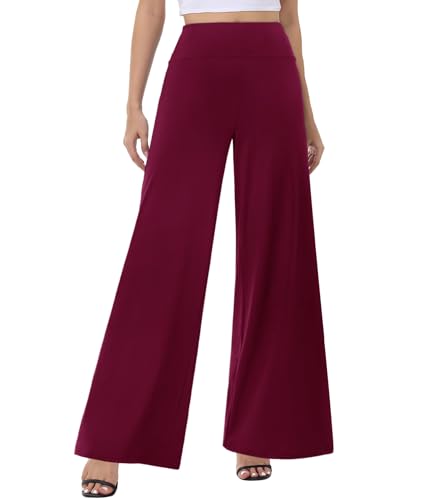 Image of ZOOSIXX Wide Leg Palazzo Pants for Women - High Waist Casual Beach Lounge Pants Loose Flowy Pants Stretchy Trousers