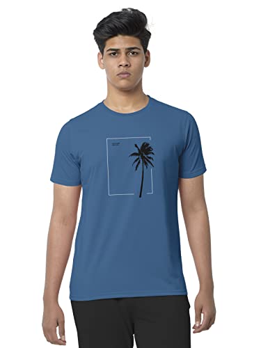Image of BULLMER Black Trendy Typographic Printed Round Neck Half Sleeve Tshirt for Men