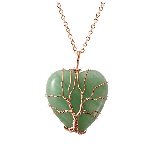 Top Plaza Natural Green Aventurine Healing Crystals Necklace...