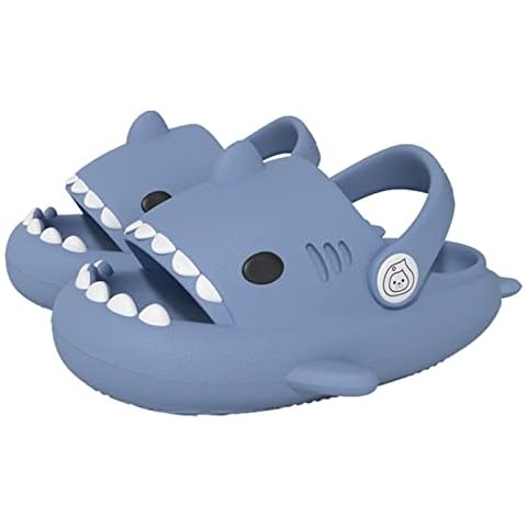 Erhuoxz Kids Shark Slides Non-Slip Open Toe Toddler Baby Shark Sandals for Boys Girls Cute Cartoon Cloud Slippers for Beach Pool Summer Outdoor Indoor Blue 6-7 Toddler Cover