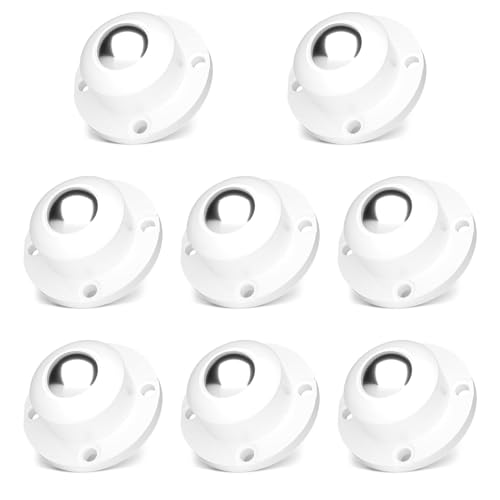 Image of TRVL FIELDER Self Adhesive Caster Wheels for Furniture, Low Profile Casters for Small Furniture, 28 LBS Load Capacity Per Steel Wheel, Rollers Sliders for Kitchen Appliances (8 PCS, White)