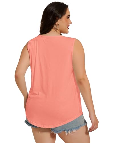 Image of Women Plus Size Tank Top Casual Summer Tops Loose Fit Sleeveless T Shirts Trendy Crewneck Tunic Tees 2026