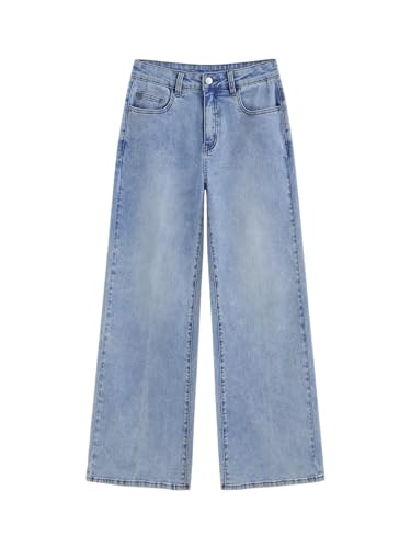 CIDER Women's Middle Waist Straight Leg Jeans Light Wash Denim Casual Going Out Pants