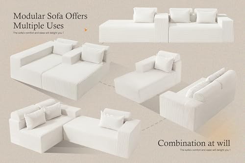 Image of HABUTWAY Sectional Couches for Living Room,No Assembly L Shaped Couch 105 inch Modular Sectional Sofa Couch with Deep Seat,Cloud Couches Furniture Sets for Apartment,Corduroy (Beige, Left Facing)