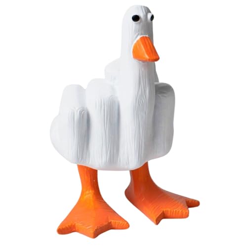 Duck you 中指 アヒル 置物 おもしろ ジョーク いたずら おもちゃ グッズ オブジェ 庭 アヒル人形 ダック ユニーク 面白置物 ネタ シュール 雑貨 (白アヒル)（Amazon）