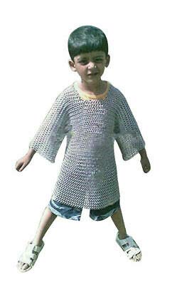NauticalMart Medieval Chainmail Shirt 5-10 yrs Size Butted Chain Mail Haubergeon Silver