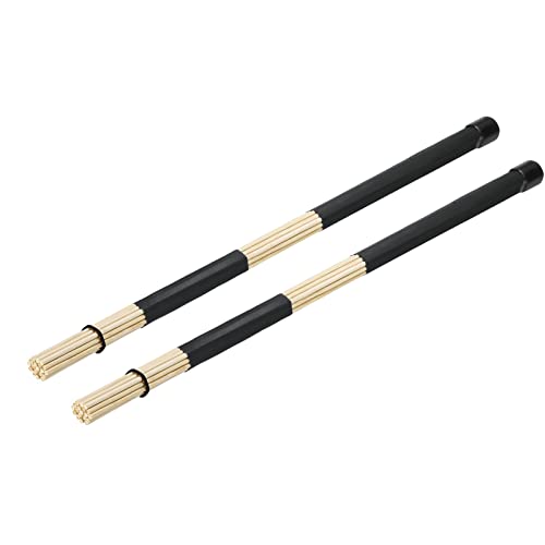 MECCANIXITY Bamboo Drum Stick Rods Brushes Hot Rods Drumsticks Brush Black for Jazz Acoustic Rock Band Music Lover Percussion 1 Pair